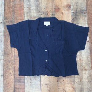 Linen Cropped Button Down